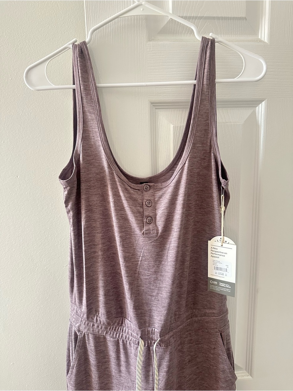 Vuori Sleeveless Henley Knit Jumpsuit in Mauve - Picture 2 of 5